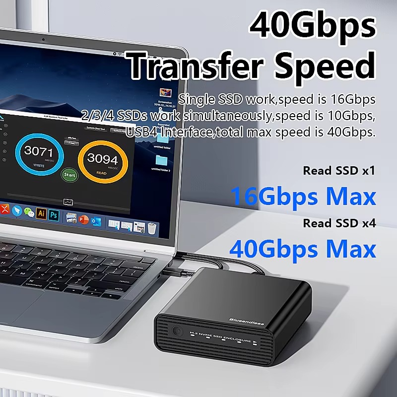 Aluminum M2 4-Bay USB4 Externa - M.2 Ssd review and price